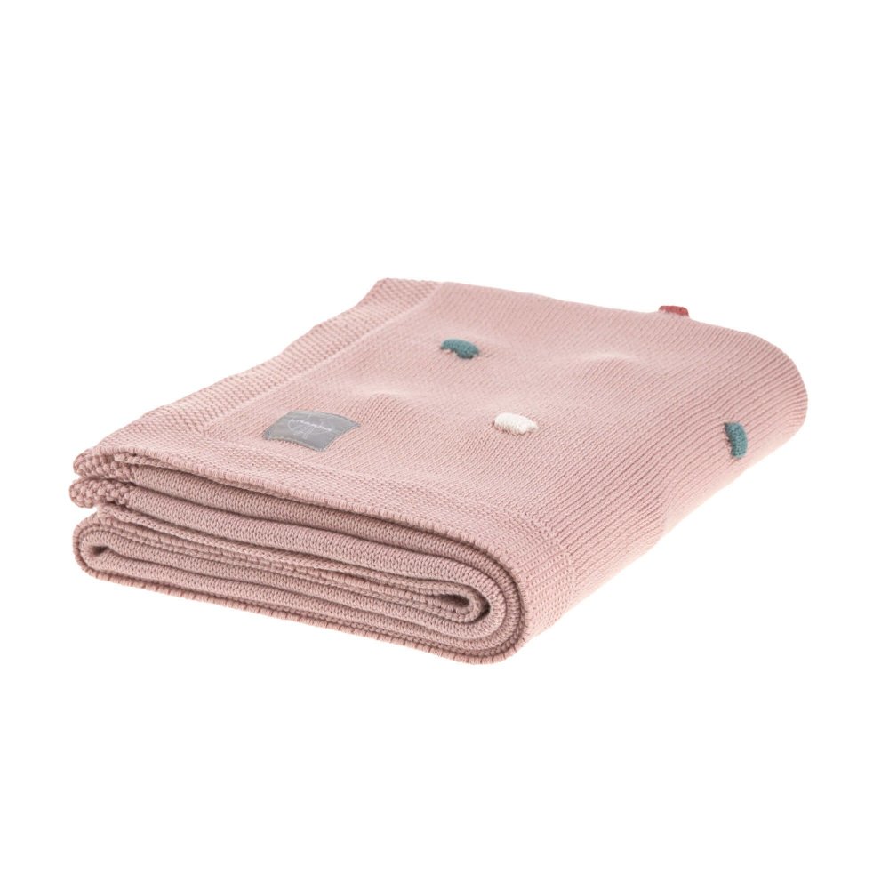 Lassig βρεφική πλεκτή κουβέρτα GOTS, Dots dusty pink (80 x 110 cm)