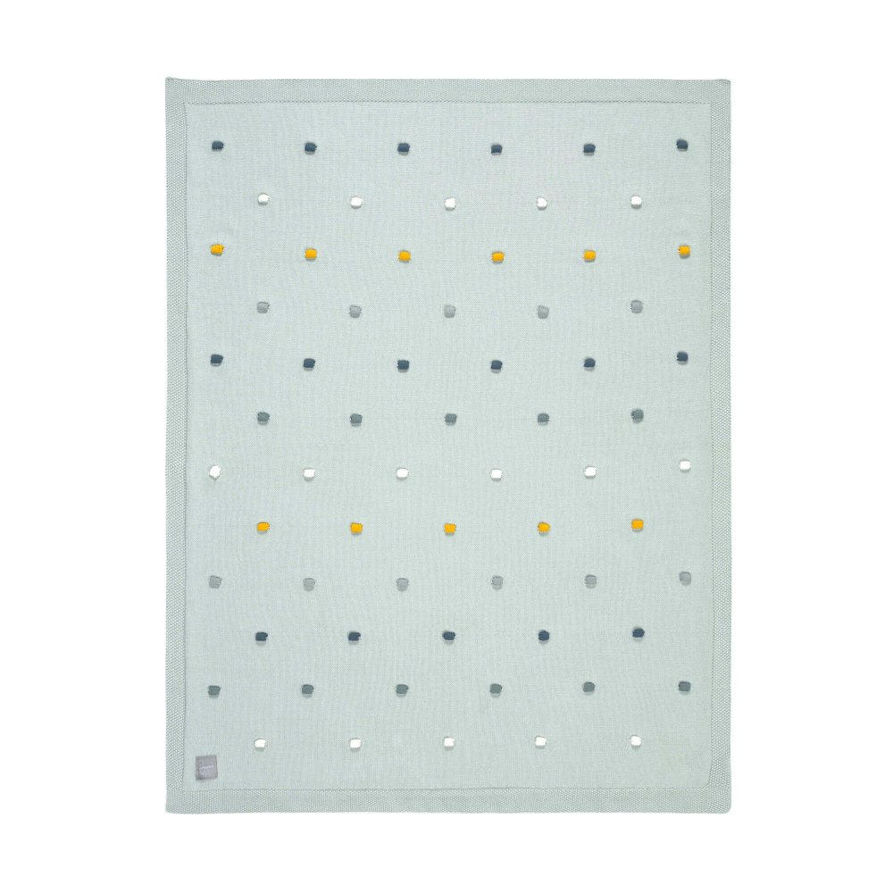 Lassig βρεφική πλεκτή κουβέρτα GOTS, Dots light mint (80 x 110 cm)