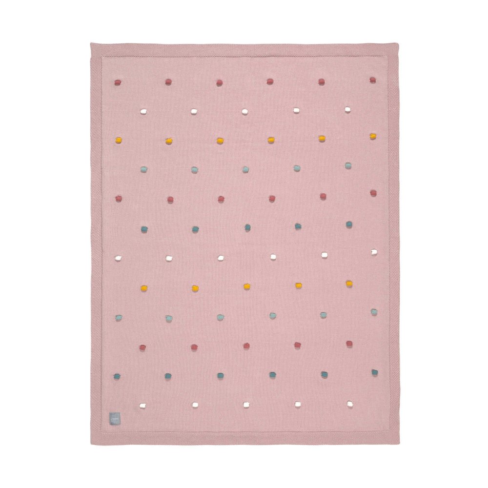 Lassig βρεφική πλεκτή κουβέρτα GOTS, Dots dusty pink (80 x 110 cm)