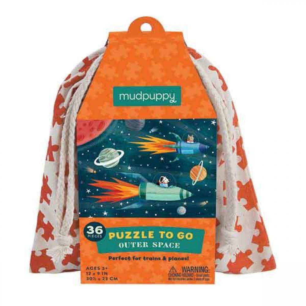 MUDPUPPY Παζλ ταξιδίου 36 κομματιών σε υφασμάτινη τσάντα "Διάστημα"
